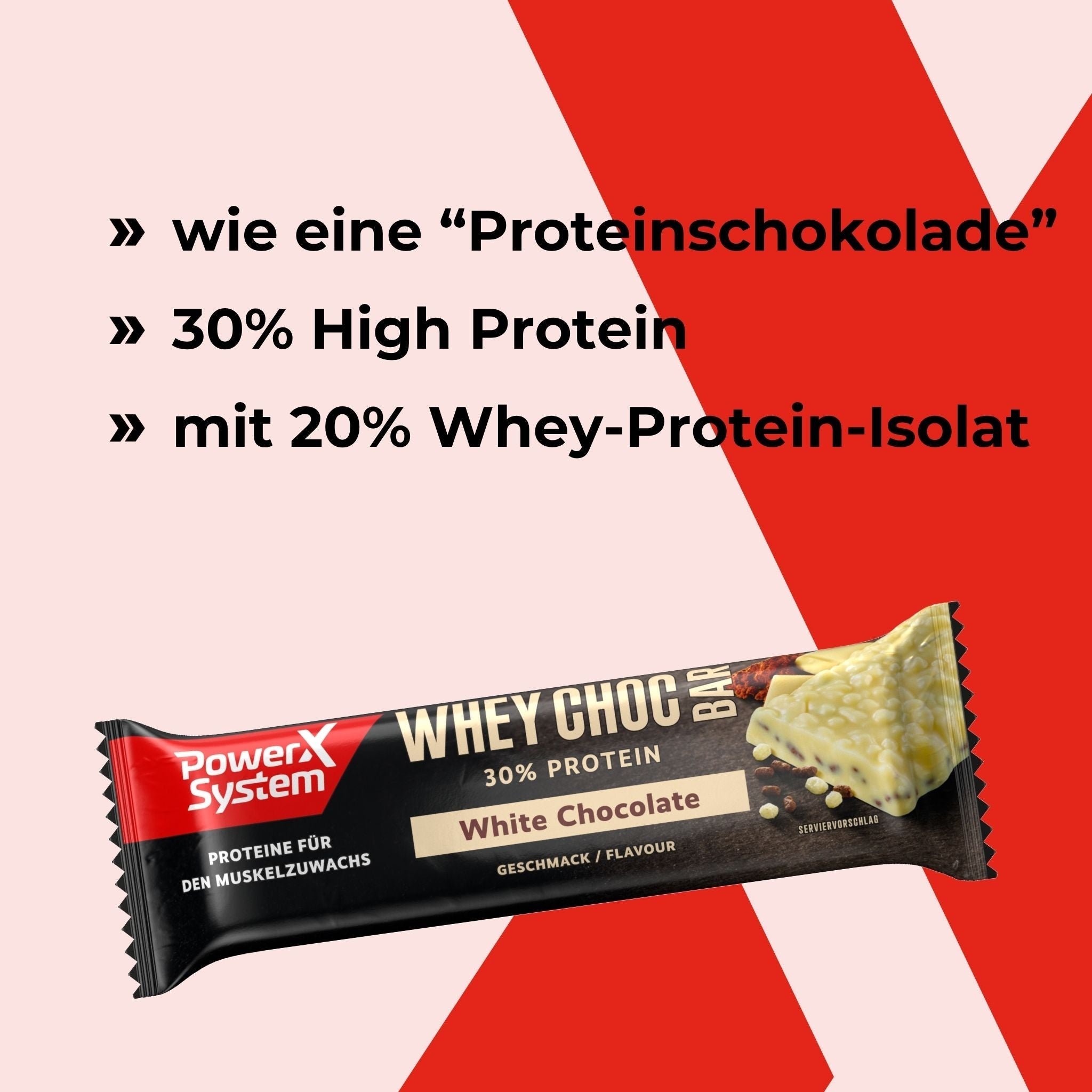 Whey Choc Proteinriegel mit 20 Prozent Whey Isolat und 30 Prozent High Protein