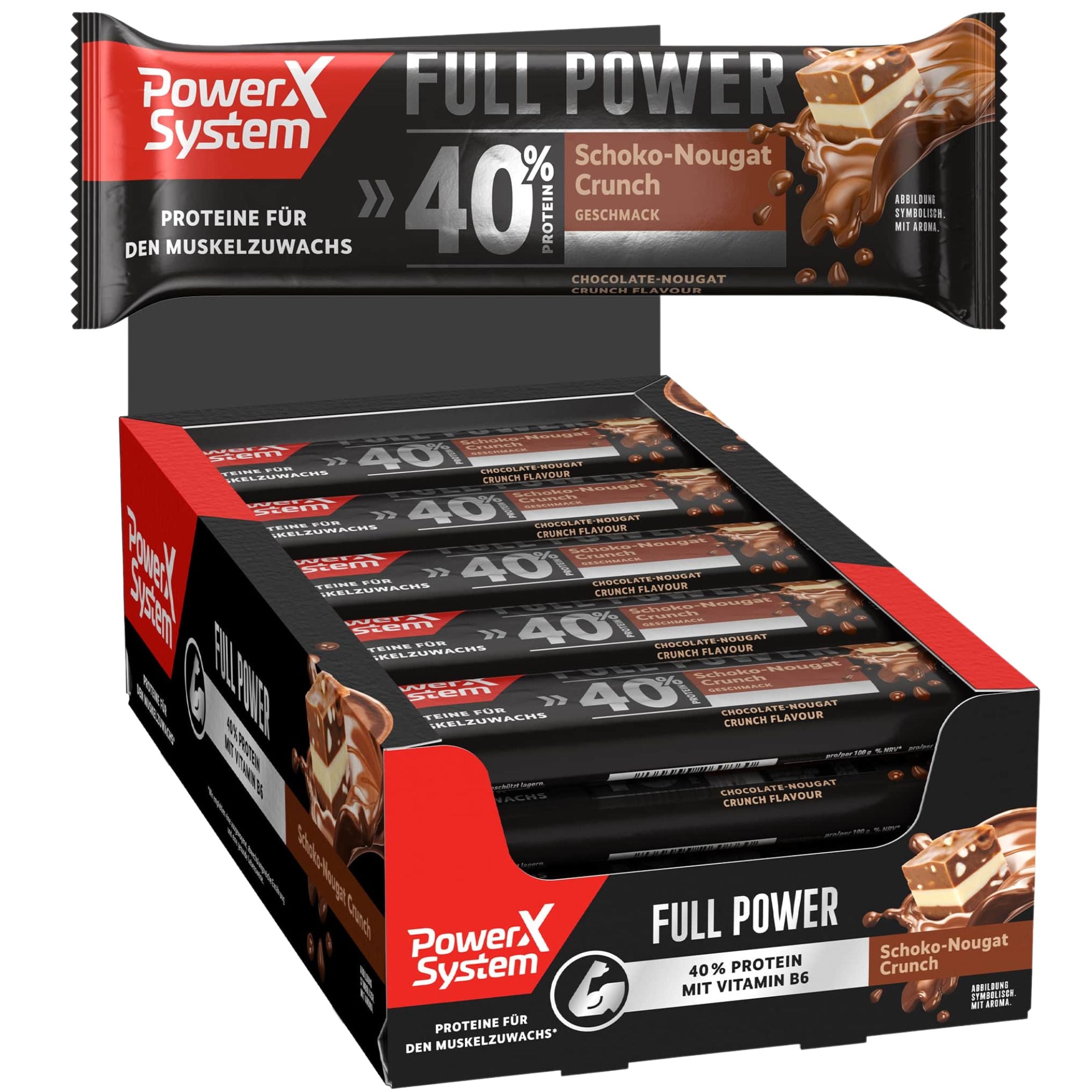 Karton Full Power Proteinriegel Schoko-Nougat Crunch
