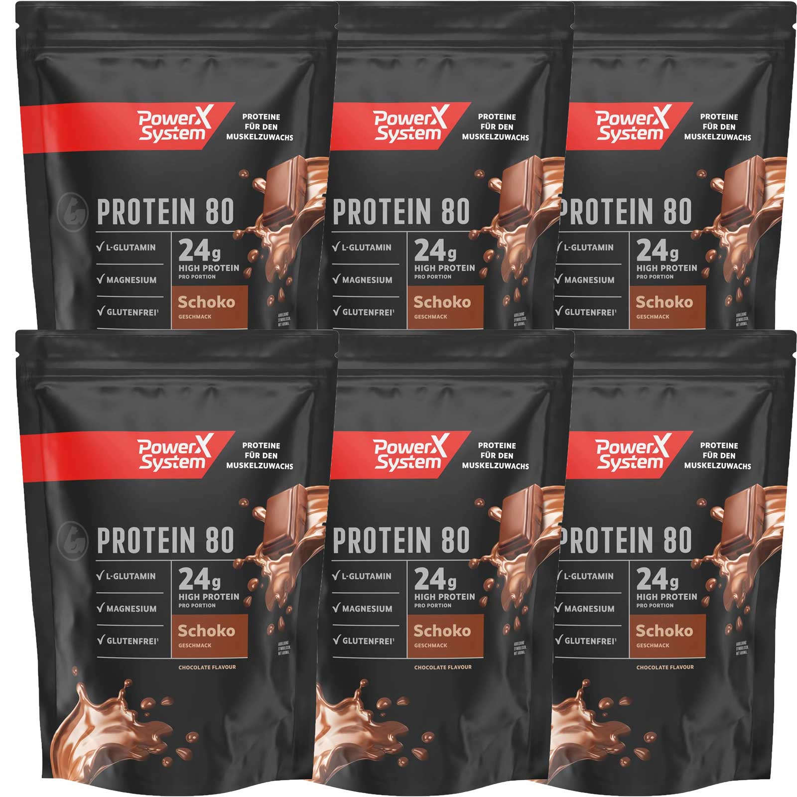 6er Pack Protein 80 Proteinpulver Schoko
