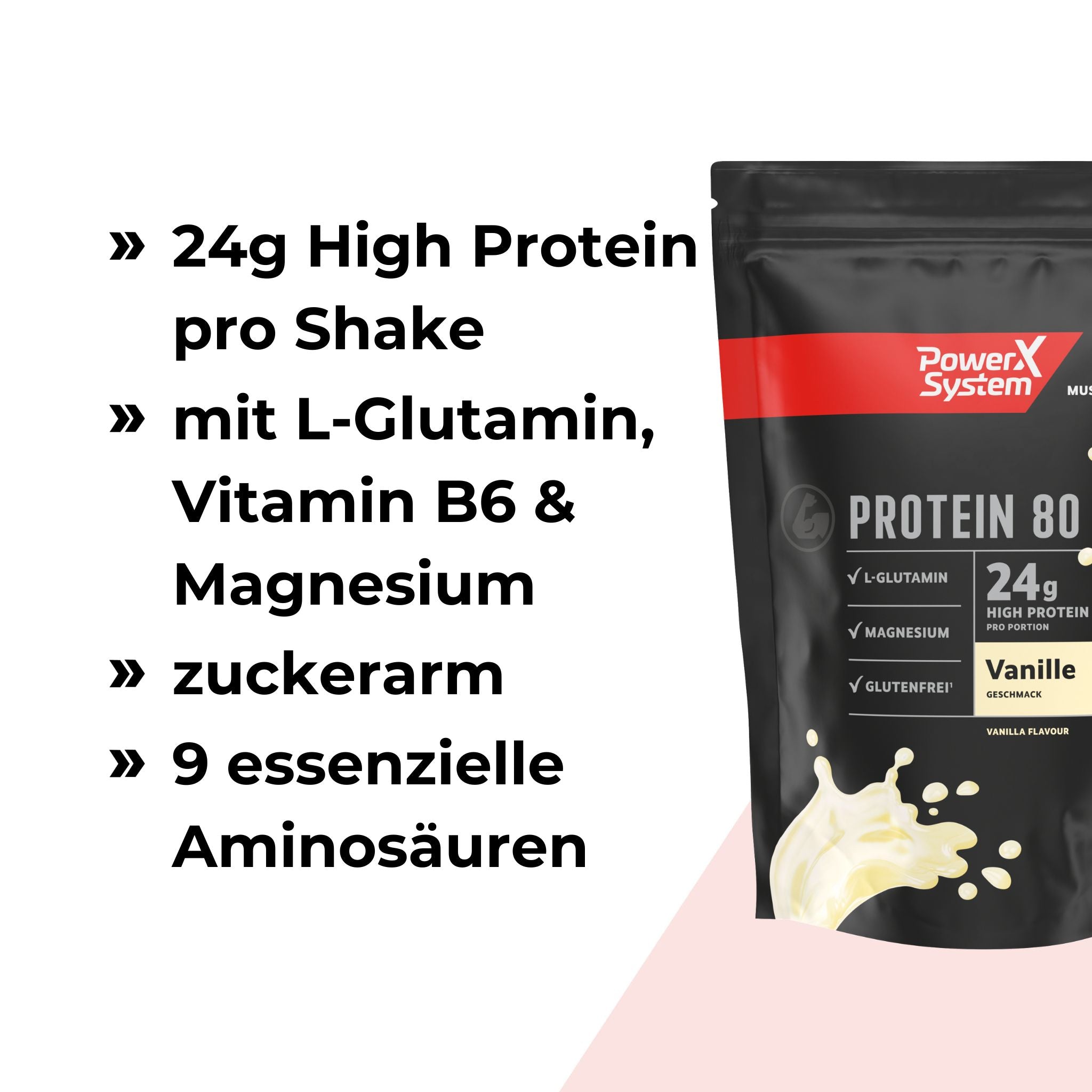 24g High Protein pro Shake, zuckeram mit L-Glutamin, B6 und Magnesium
