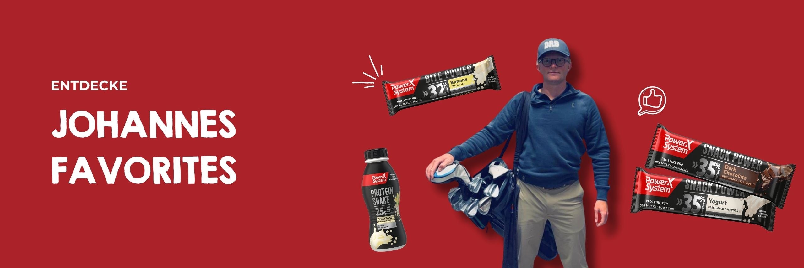 Johannes Favoriten. Protein Shake, Bite Power und Snack Power Protein Riegel