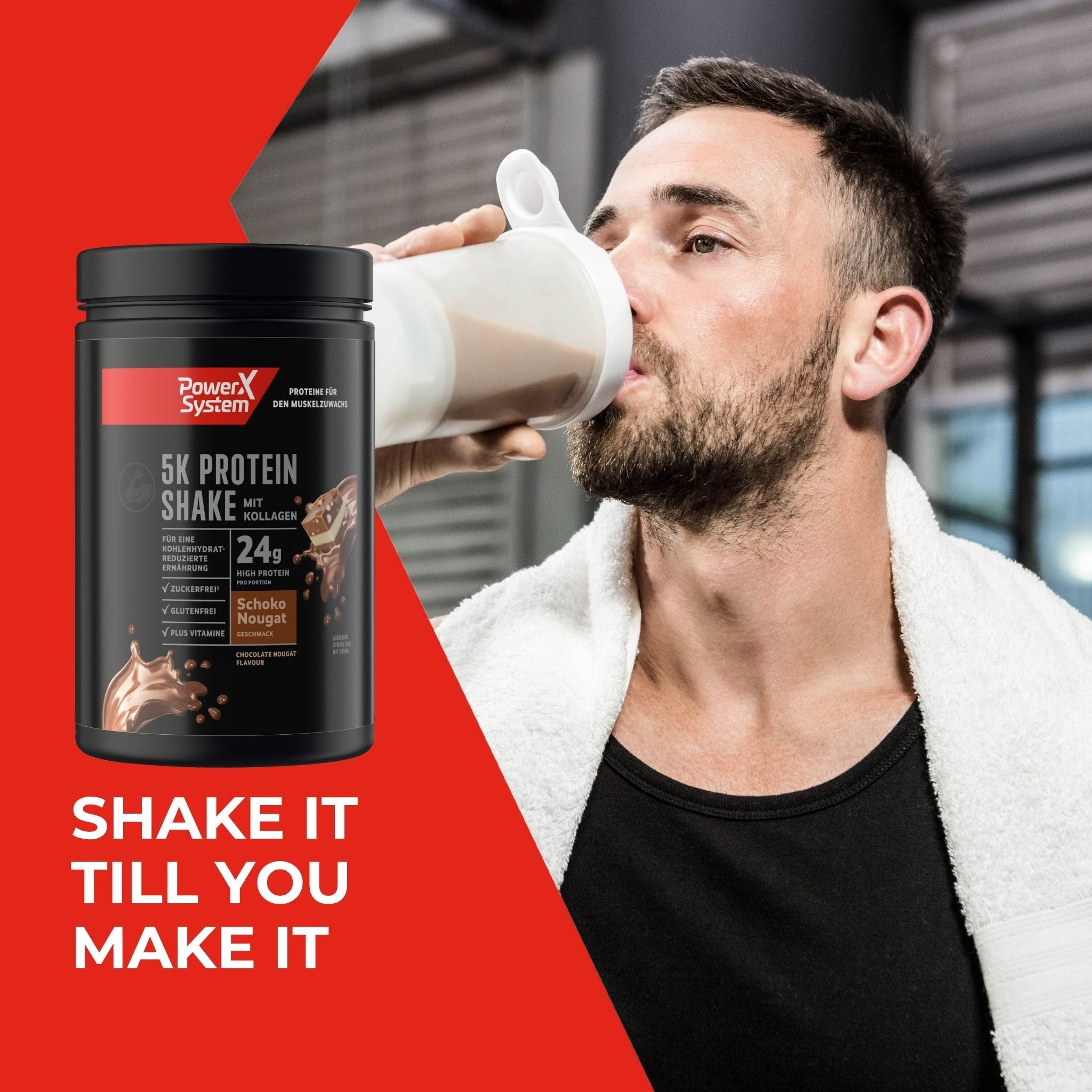 Shake it till you make it, Mann trinkt Protein Shake