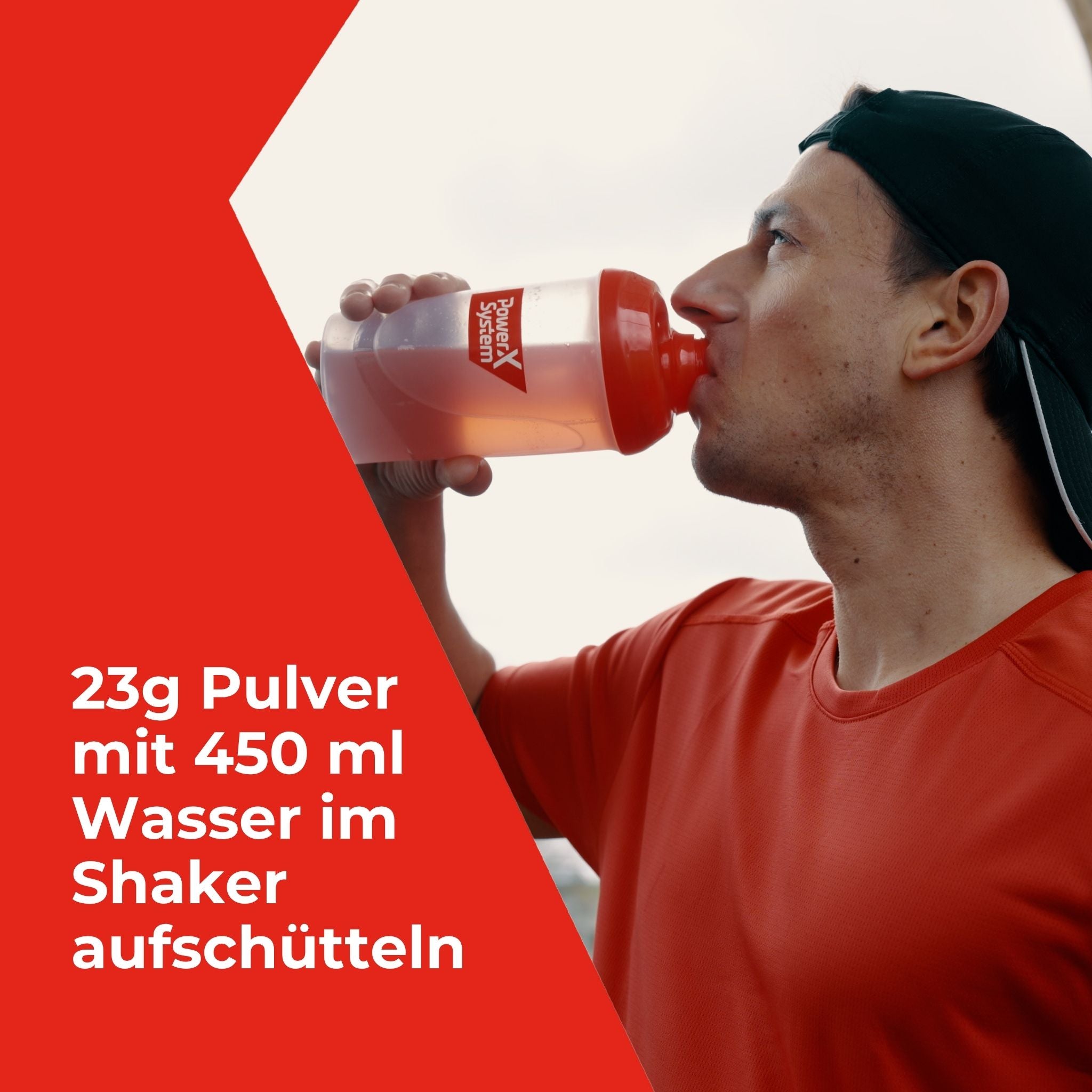 30g Pulver mit 250ml Wasser oder Milch verrühren oder shaken